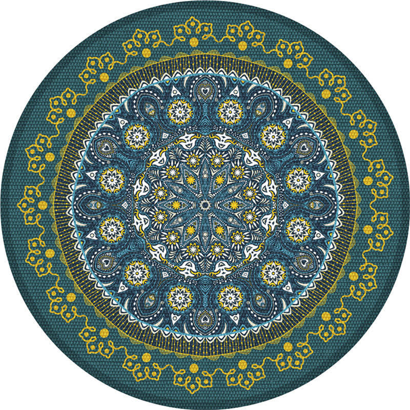 Moroccan living room rug Multicolored flower rug Polyester machine washable stain resistant non-slip backing area rug | Bowlift