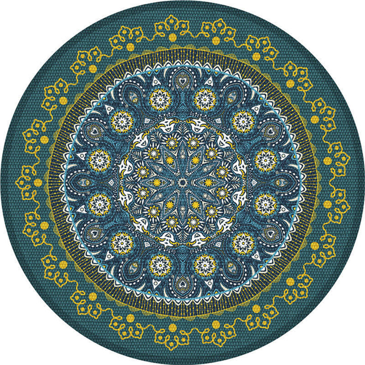 Moroccan living room rug Multicolored flower rug Polyester machine washable stain resistant non-slip backing area rug | Bowlift