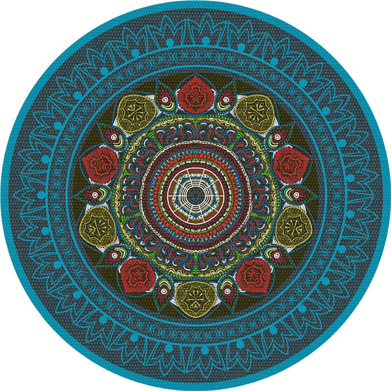 Moroccan living room rug Multicolored flower rug Polyester machine washable stain resistant non-slip backing area rug | Bowlift