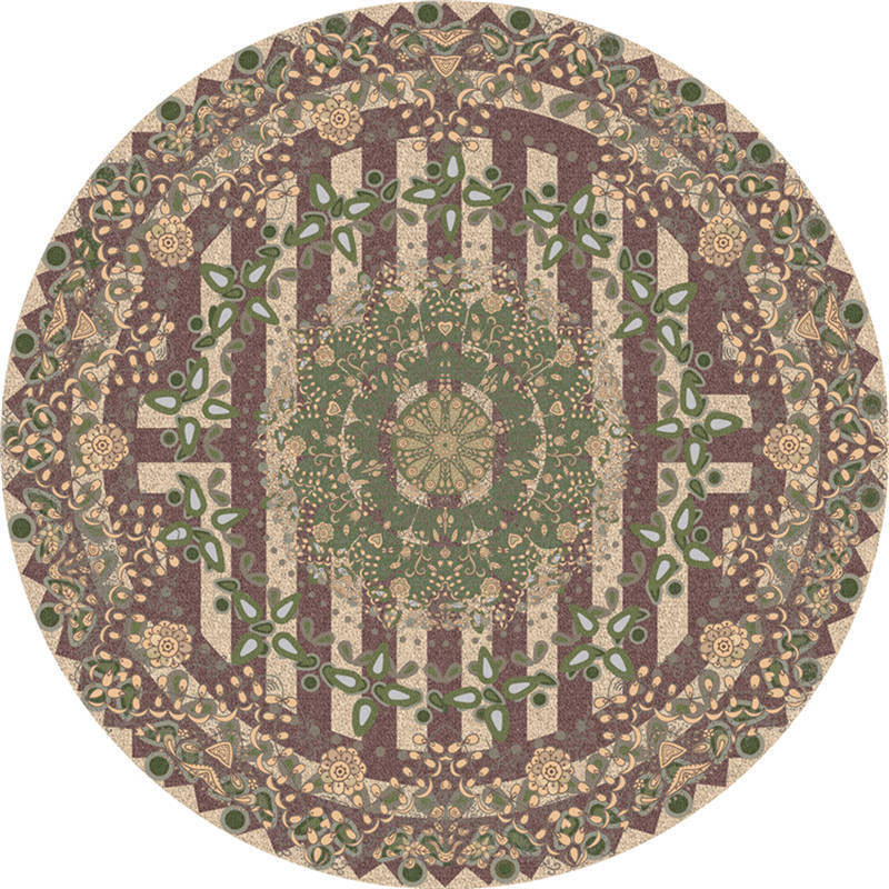 Moroccan living room rug Multicolored flower rug Polyester machine washable stain resistant non-slip backing area rug | Bowlift