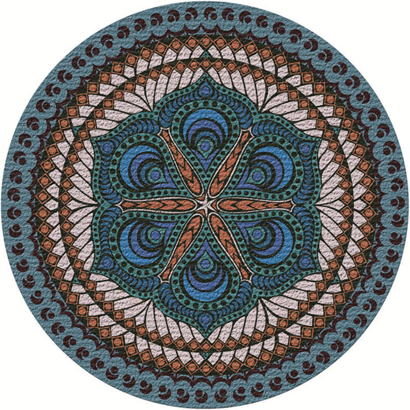Moroccan living room rug Multicolored flower rug Polyester machine washable stain resistant non-slip backing area rug | Bowlift