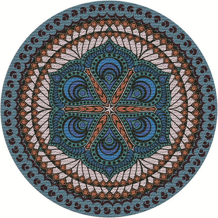 Moroccan living room rug Multicolored flower rug Polyester machine washable stain resistant non-slip backing area rug | Bowlift