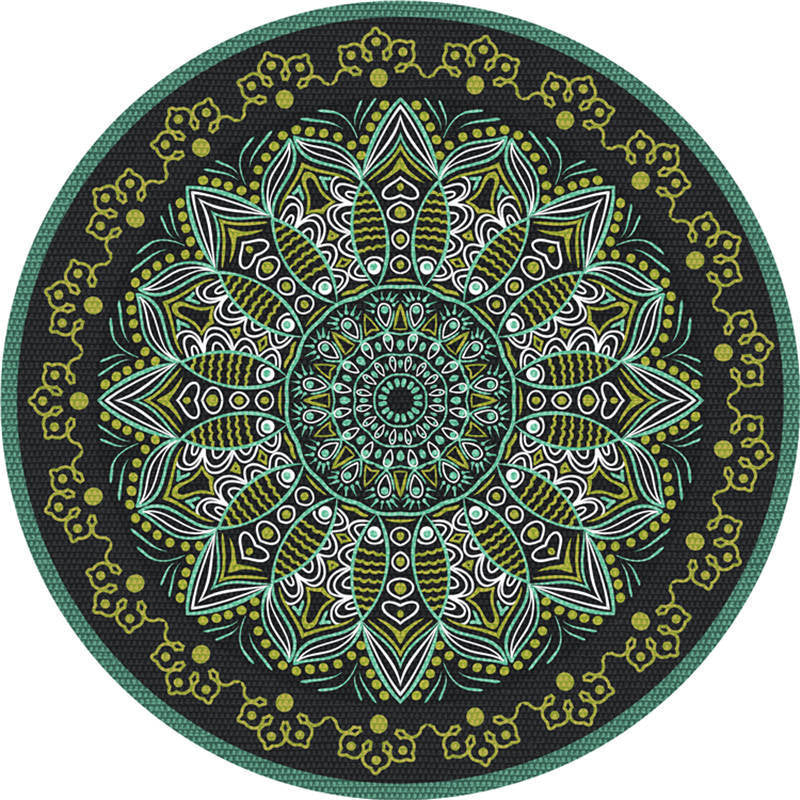 Moroccan living room rug Multicolored flower rug Polyester machine washable stain resistant non-slip backing area rug | Bowlift