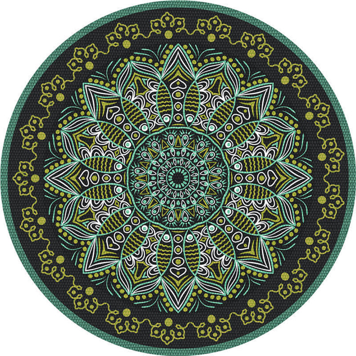 Moroccan living room rug Multicolored flower rug Polyester machine washable stain resistant non-slip backing area rug | Bowlift
