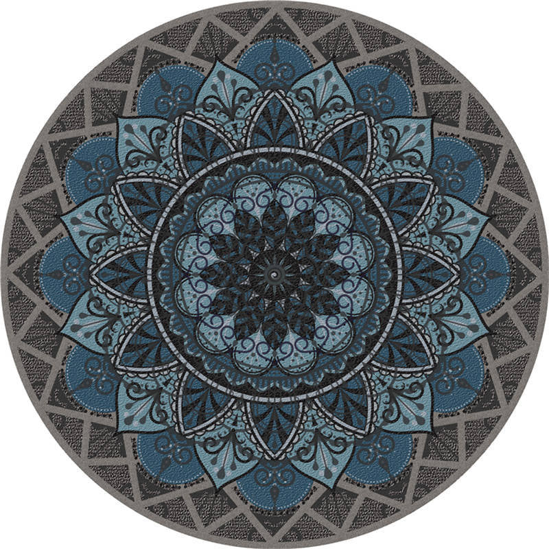Moroccan living room rug Multicolored flower rug Polyester machine washable stain resistant non-slip backing area rug | Bowlift