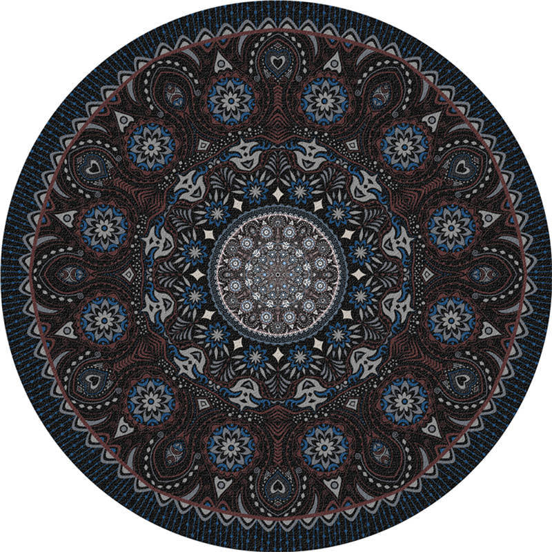 Moroccan living room rug Multicolored flower rug Polyester machine washable stain resistant non-slip backing area rug | Bowlift