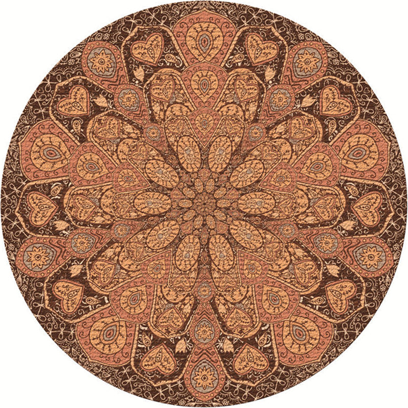 Moroccan living room rug Multicolored flower rug Polyester machine washable stain resistant non-slip backing area rug | Bowlift