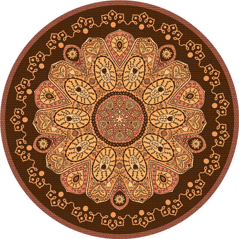 Moroccan living room rug Multicolored flower rug Polyester machine washable stain resistant non-slip backing area rug | Bowlift