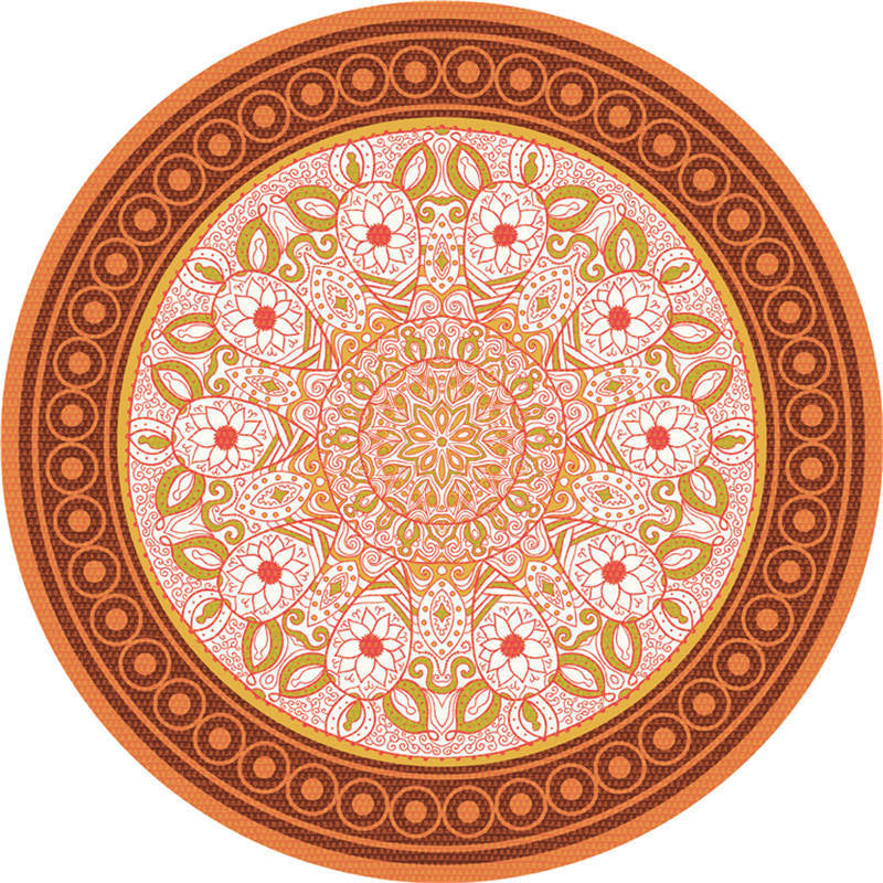 Moroccan living room rug Multicolored flower rug Polyester machine washable stain resistant non-slip backing area rug | Bowlift