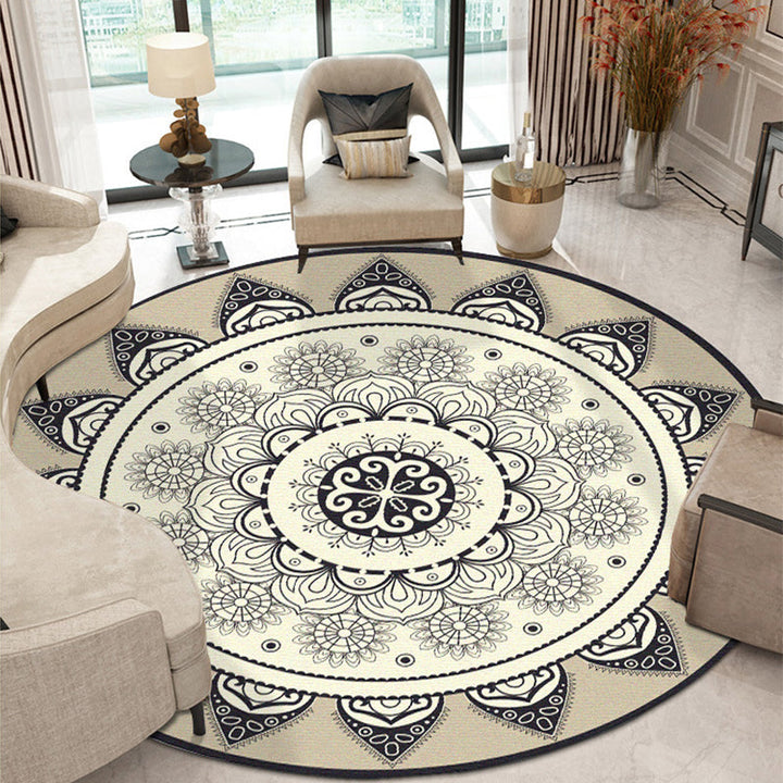 Moroccan Style Sunflower Rug Gray-Black Synthetic Rug Washable Non-Slip Backing Stain Resistant Rug for the Family Room | Bowlift