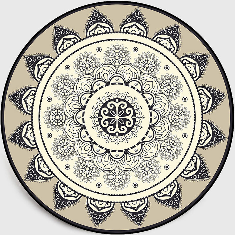 Moroccan Style Sunflower Rug Gray-Black Synthetic Rug Washable Non-Slip Backing Stain Resistant Rug for the Family Room | Bowlift