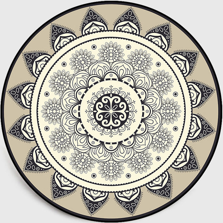 Moroccan Style Sunflower Rug Gray-Black Synthetic Rug Washable Non-Slip Backing Stain Resistant Rug for the Family Room | Bowlift