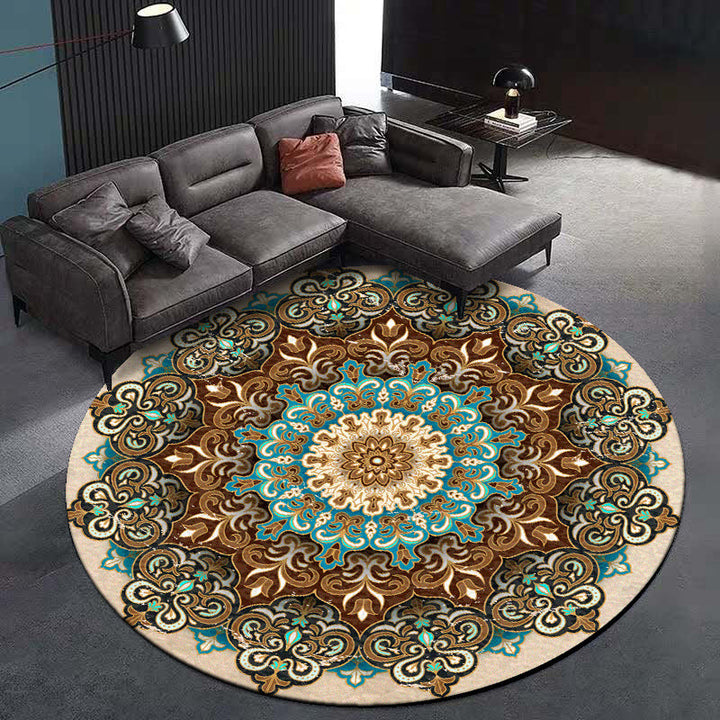 Multicolored living room rug Turkish floral swirl rug synthetic non-slip pet-friendly machine washable rug | Bowlift