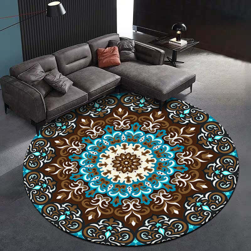BowLift | Multicolored Living Room Carpet Turkish Floral Swirl Rug Synthetic Non-Slip Pet-Friendly Machine Washable Carpet