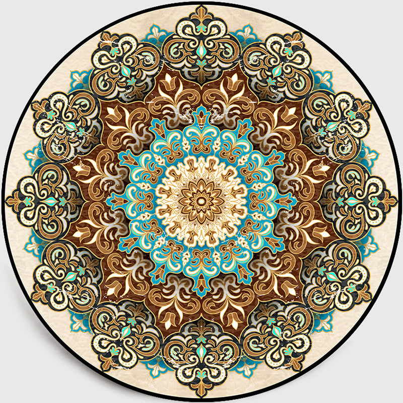 BowLift | Multicolored Living Room Carpet Turkish Floral Swirl Rug Synthetic Non-Slip Pet-Friendly Machine Washable Carpet