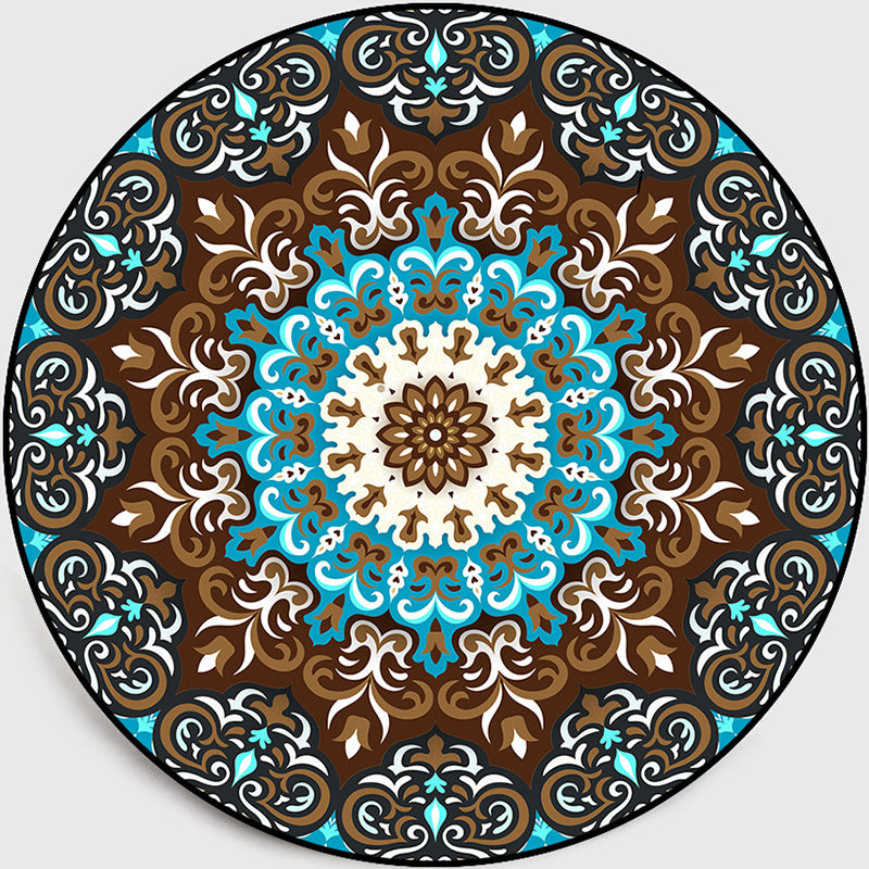 Multicolored living room rug Turkish floral swirl rug synthetic non-slip pet-friendly machine washable rug | Bowlift