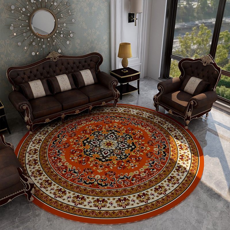 BowLift | Retro Floral Rug Multicolored Oriental Rug Polyester Pet-Friendly Non-Slip Back Washable Rug for the Bedroom