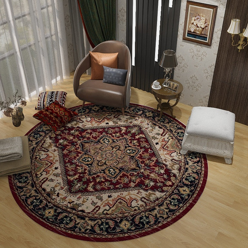 BowLift | Retro Floral Rug Multicolored Oriental Rug Polyester Pet-Friendly Non-Slip Back Washable Rug for the Bedroom