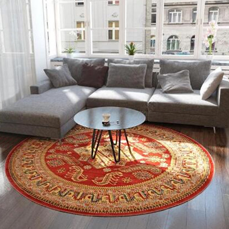 BowLift | Retro Floral Rug Multicolored Oriental Rug Polyester Pet-Friendly Non-Slip Back Washable Rug for the Bedroom