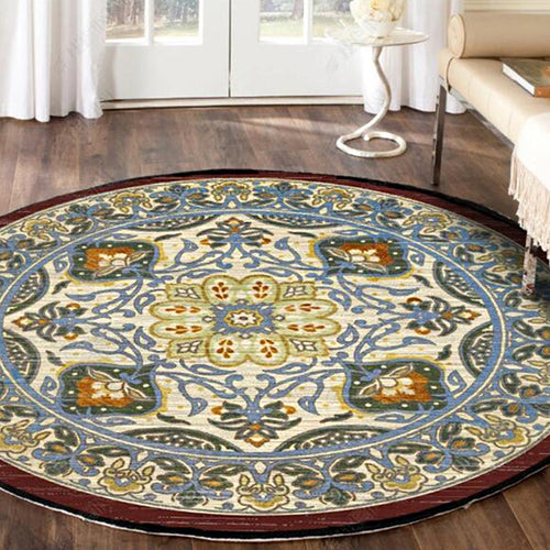 BowLift | Retro Floral Rug Multicolored Oriental Rug Polyester Pet-Friendly Non-Slip Back Washable Rug for the Bedroom