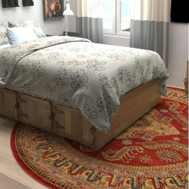 BowLift | Retro Floral Rug Multicolored Oriental Rug Polyester Pet-Friendly Non-Slip Back Washable Rug for the Bedroom