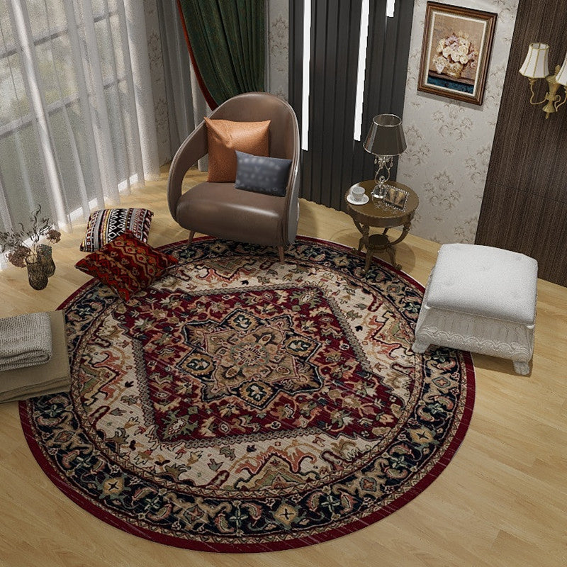 BowLift | Retro Floral Rug Multicolored Oriental Rug Polyester Pet-Friendly Non-Slip Back Washable Rug for the Bedroom