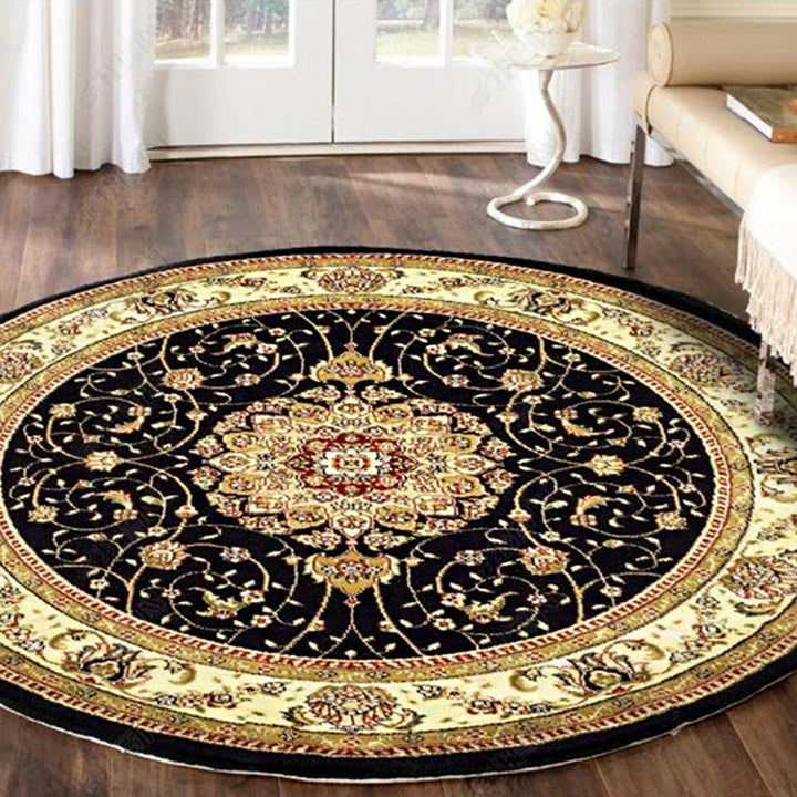 BowLift | Retro Floral Rug Multicolored Oriental Rug Polyester Pet-Friendly Non-Slip Back Washable Rug for the Bedroom