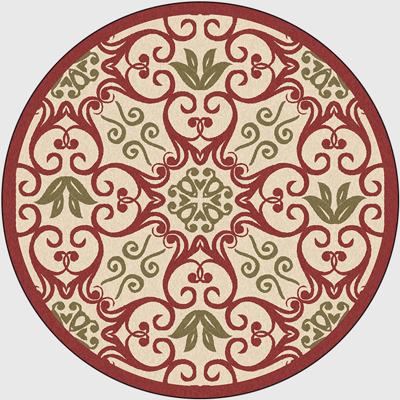 Moroccan Bedroom Area Rug Multicolored Scroll Pattern Rug Synthetic Non-Slip Washable Pet-Friendly Indoor Rug | Bowlift