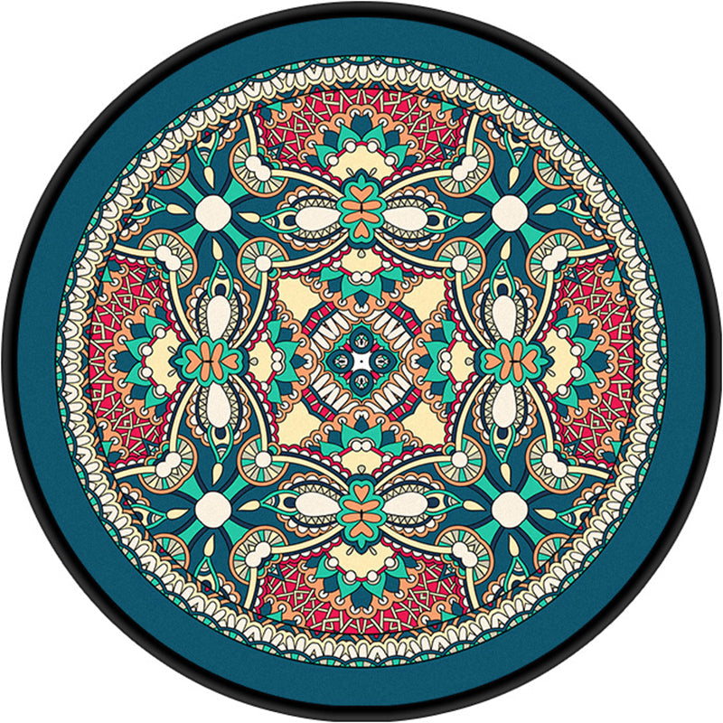 BowLift | Moroccan symmetrical pattern rug multicolored polyester rug machine washable non-slip pet-friendly rug for living room