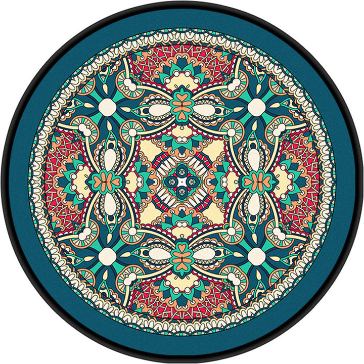 BowLift | Moroccan symmetrical pattern rug multicolored polyester rug machine washable non-slip pet-friendly rug for living room