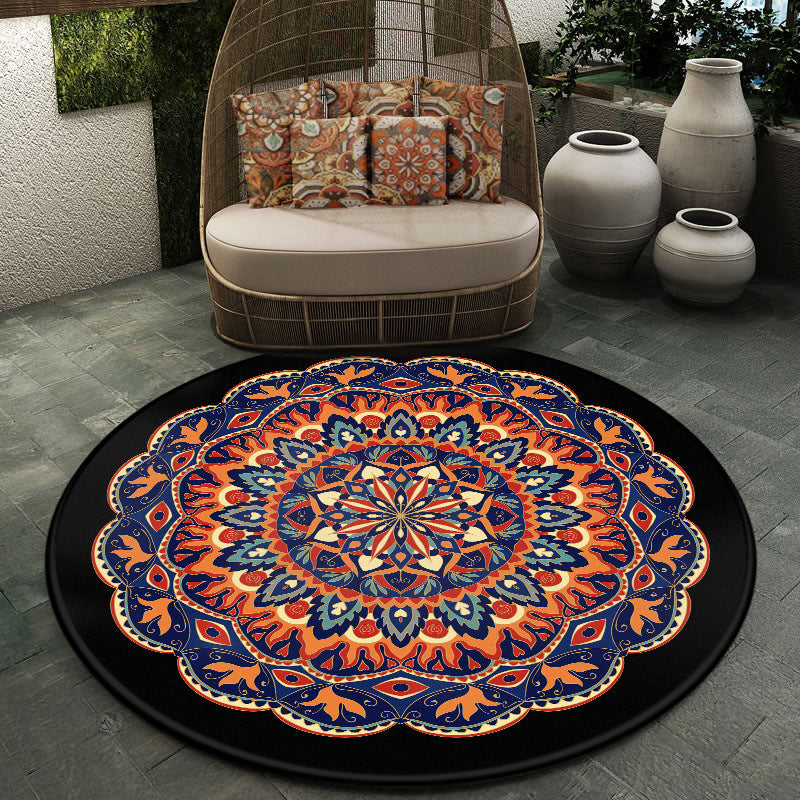 BowLift | Moroccan symmetrical pattern rug multicolored polyester rug machine washable non-slip pet-friendly rug for living room