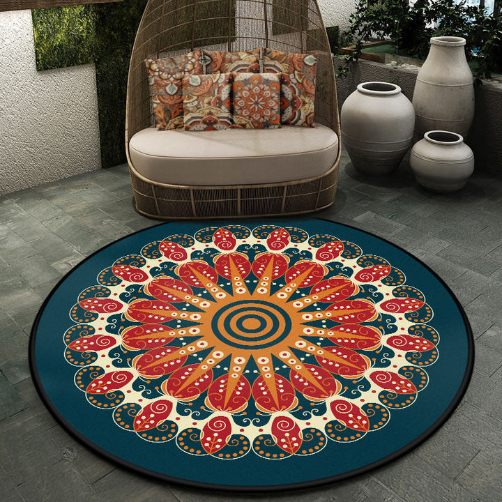BowLift | Moroccan symmetrical pattern rug multicolored polyester rug machine washable non-slip pet-friendly rug for living room