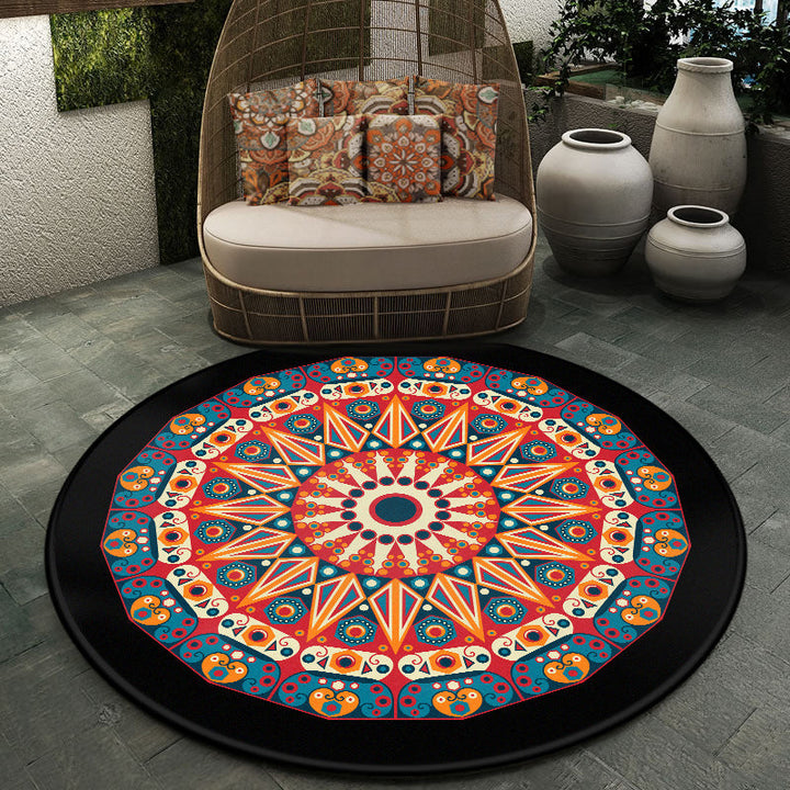 BowLift | Moroccan symmetrical pattern rug multicolored polyester rug machine washable non-slip pet-friendly rug for living room
