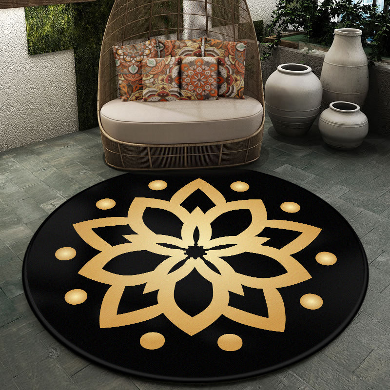 BowLift | Moroccan symmetrical pattern rug multicolored polyester rug machine washable non-slip pet-friendly rug for living room