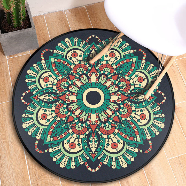 BowLift | Tribal Mandala Indoor Rug Multicolored Moroccan Rug Synthetic Non-Slip Stain Resistant Pet Friendly Rug for Room