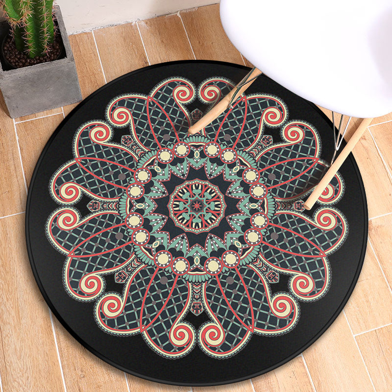 BowLift | Tribal Mandala Indoor Rug Multicolored Moroccan Rug Synthetic Non-Slip Stain Resistant Pet Friendly Rug for Room