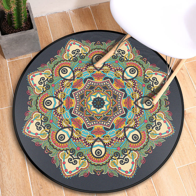 BowLift | Tribal Mandala Indoor Rug Multicolored Moroccan Rug Synthetic Non-Slip Stain Resistant Pet Friendly Rug for Room