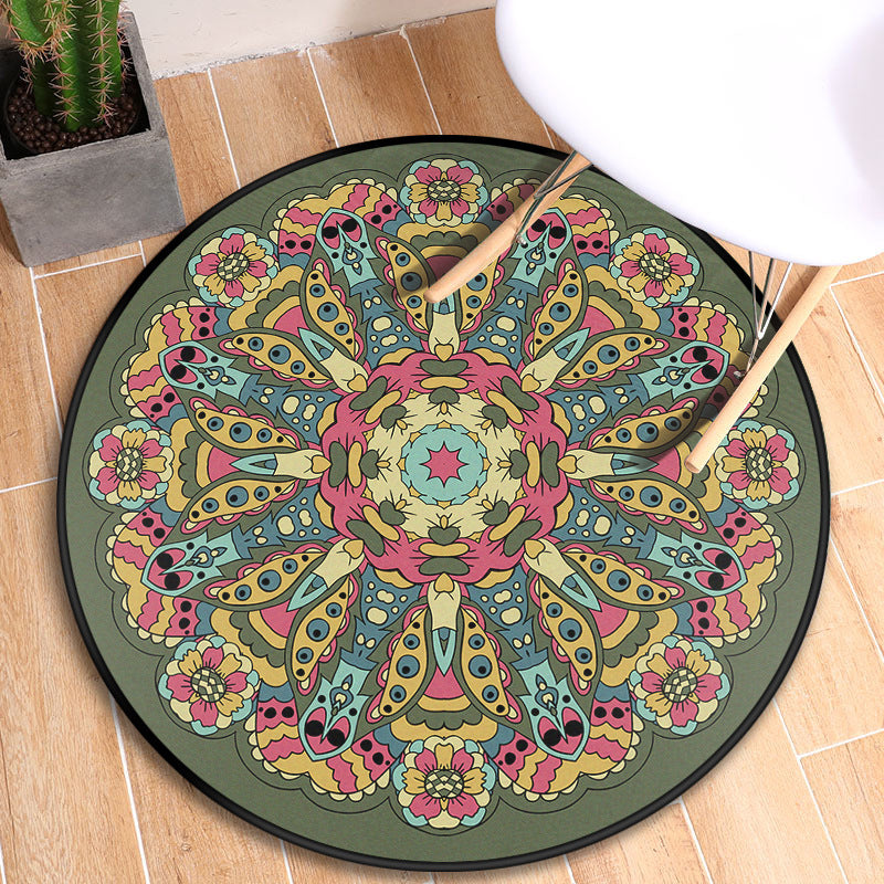 BowLift | Tribal Mandala Indoor Rug Multicolored Moroccan Rug Synthetic Non-Slip Stain Resistant Pet Friendly Rug for Room