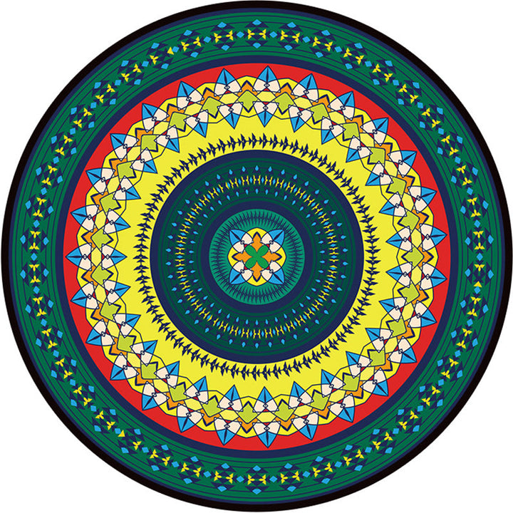 BowLift | Bohemian Living Room Rug Multicolored Mandala Rug Polyester Stain Resistant Washable Non-Slip Backing Rug for Hallway