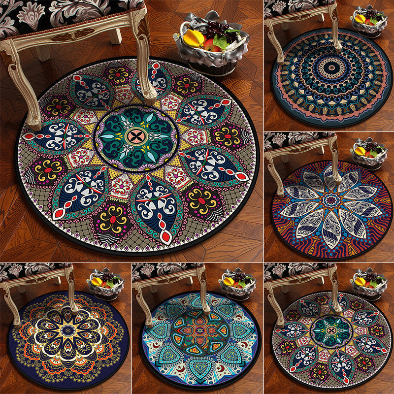 BowLift | Moroccan Mandala Rug Multicolored Synthetic Rug Stain Resistant Non-Slip Machine Washable Rug for the Dining Room