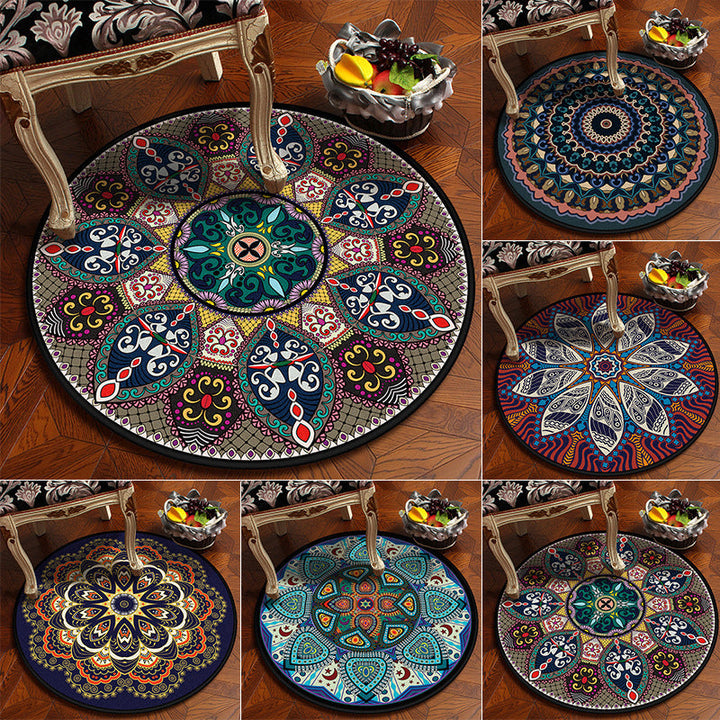 BowLift | Moroccan Mandala Rug Multicolored Synthetic Rug Stain Resistant Non-Slip Machine Washable Rug for the Dining Room