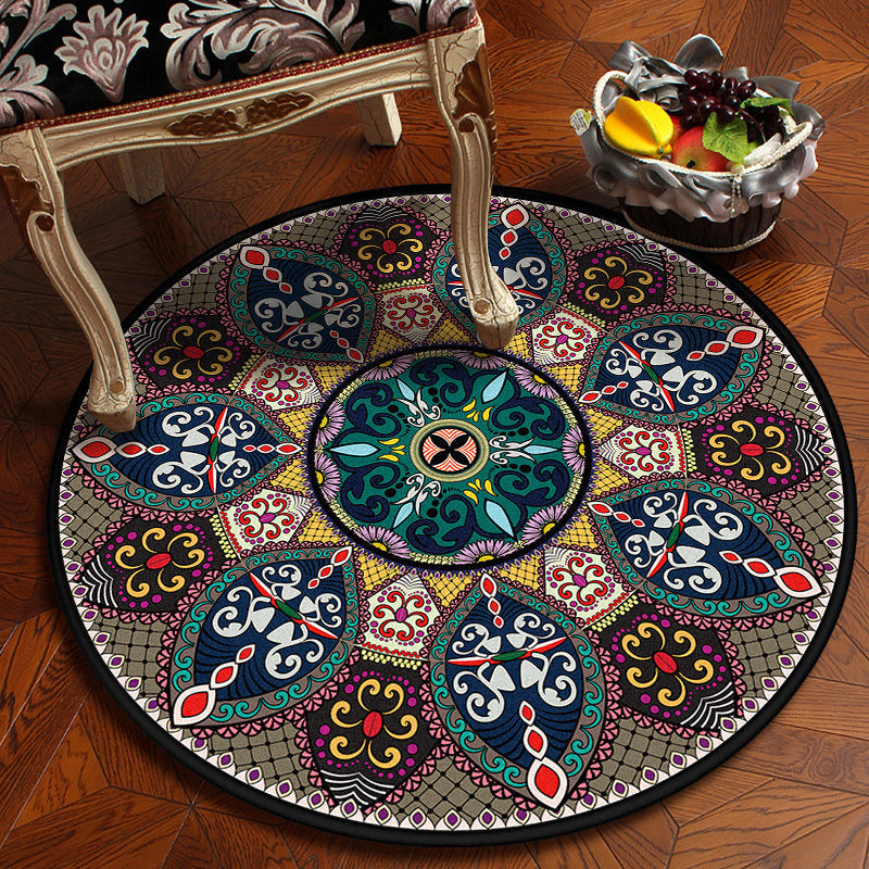 BowLift | Moroccan Mandala Rug Multicolored Synthetic Rug Stain Resistant Non-Slip Machine Washable Rug for the Dining Room