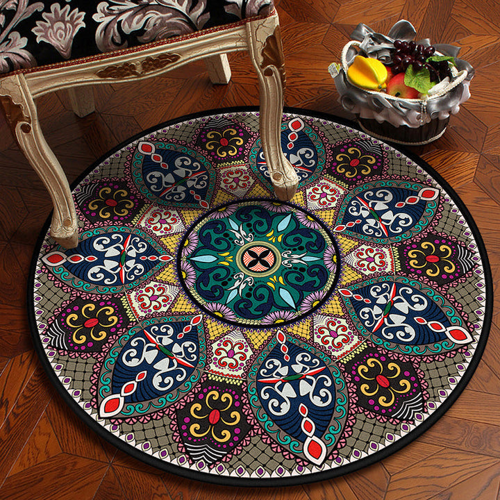 BowLift | Moroccan Mandala Rug Multicolored Synthetic Rug Stain Resistant Non-Slip Machine Washable Rug for the Dining Room