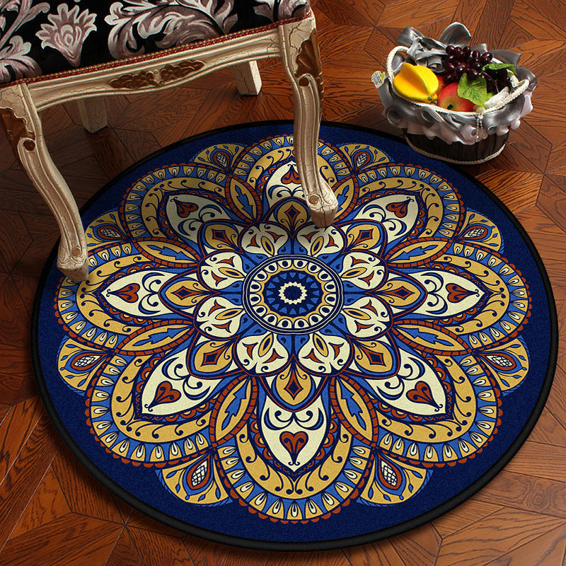 BowLift | Moroccan Mandala Rug Multicolored Synthetic Rug Stain Resistant Non-Slip Machine Washable Rug for the Dining Room