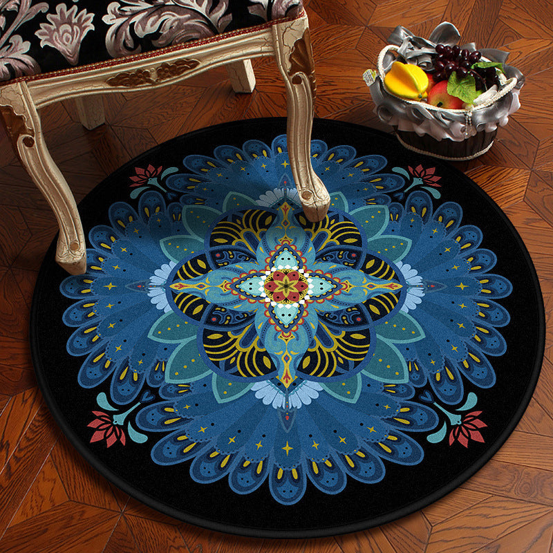 BowLift | Moroccan Mandala Rug Multicolored Synthetic Rug Stain Resistant Non-Slip Machine Washable Rug for the Dining Room
