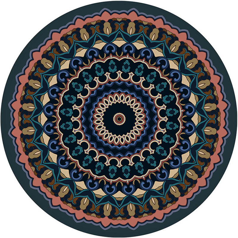 BowLift | Moroccan Mandala Rug Multicolored Synthetic Rug Stain Resistant Non-Slip Machine Washable Rug for the Dining Room