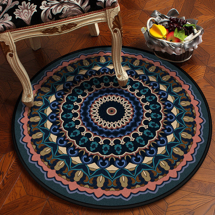 BowLift | Moroccan Mandala Rug Multicolored Synthetic Rug Stain Resistant Non-Slip Machine Washable Rug for the Dining Room