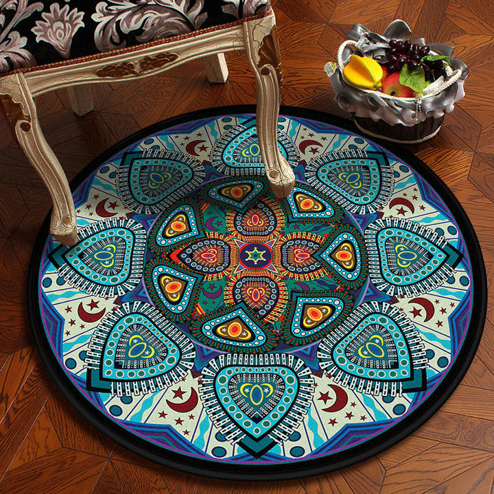 BowLift | Moroccan Mandala Rug Multicolored Synthetic Rug Stain Resistant Non-Slip Machine Washable Rug for the Dining Room