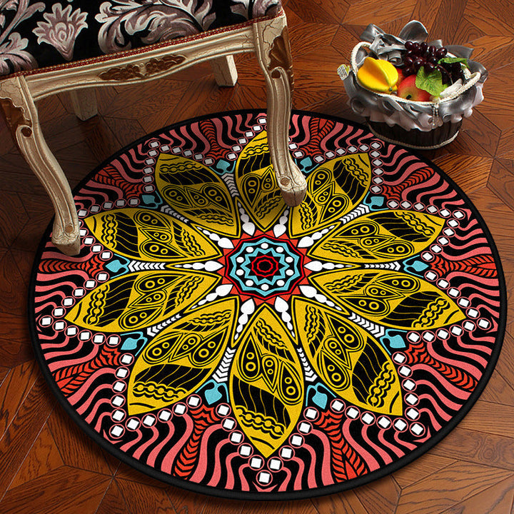 BowLift | Moroccan Mandala Rug Multicolored Synthetic Rug Stain Resistant Non-Slip Machine Washable Rug for the Dining Room