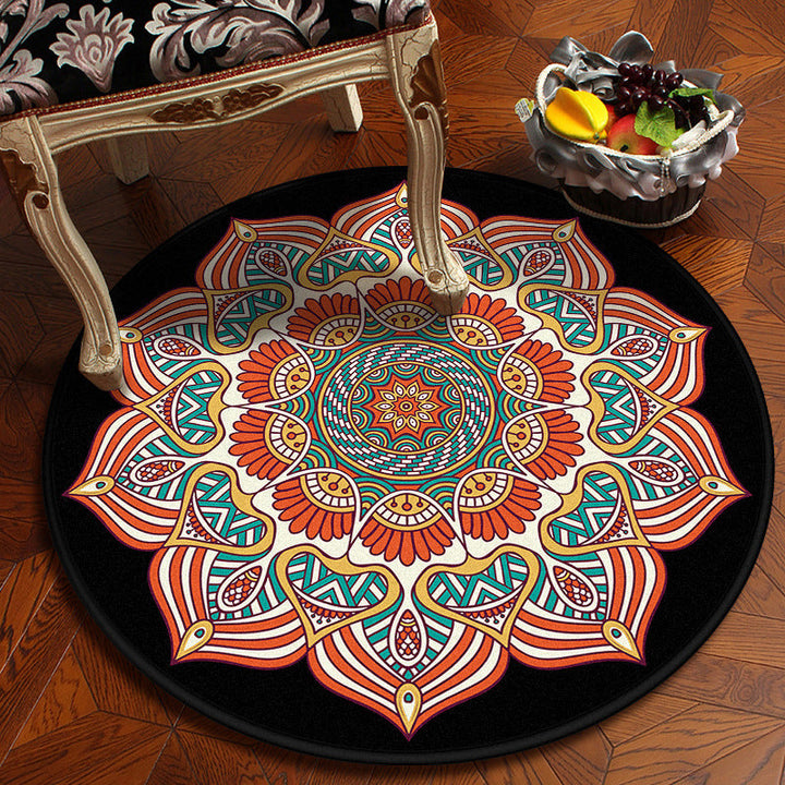 BowLift | Moroccan Mandala Rug Multicolored Synthetic Rug Stain Resistant Non-Slip Machine Washable Rug for the Dining Room